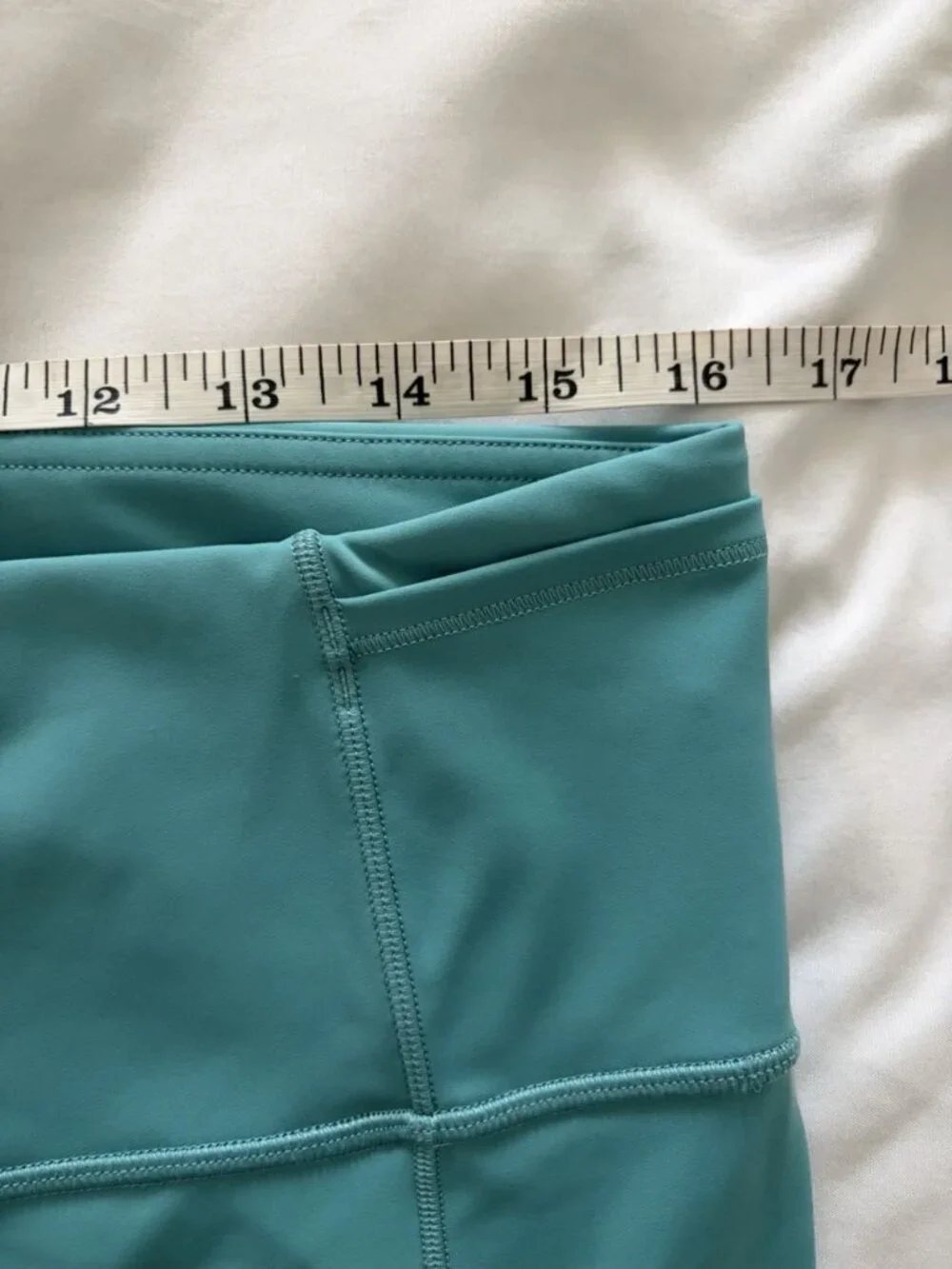 Lululemon Women’s Fast & Free Teal High Rise Laser Edge Hem Leggings Sz 14 NWOT